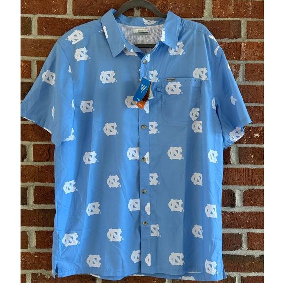 Columbia PFG UNC Tar Heels Button Down Shirt Size L NWT - Picture 1 of 6